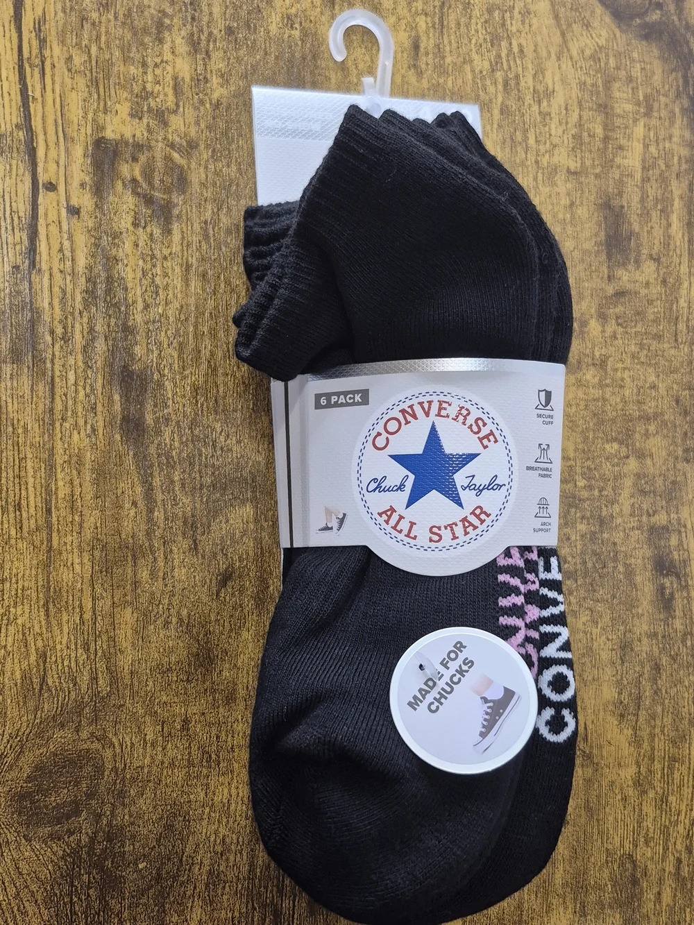 Converse Women's Low Cut Socks Made For Chucks Black 6 Pack NWT